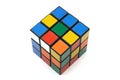 A Rubik`s cube against a white backdrop Royalty Free Stock Photo