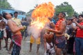 Fire play a ritual during gajon festival