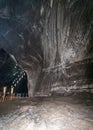 Photo taken in Salina Turda, Transylvania, where you can see the impressive salt walls; salt extractions Royalty Free Stock Photo