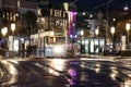 Gothenburg - Sweden. Circa October, 2019: Tram at the square and station named `Kungsportsplatsen` at a rainy autumn evening