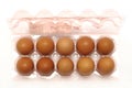 Eggs in a plastic carton box packaging Royalty Free Stock Photo