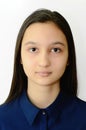 Photo of a teenage girl face on a white background on documents