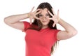 Photo of teenage girl with hands near face Royalty Free Stock Photo