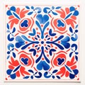 Contemporary Latin American Art Inspired Redblue Tile Design