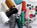 Tailoring matirial thread spools, tailor chalk, buttons