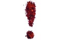 photo texture exclamation mark made of red serpentine on a light background exclamation mark