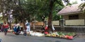 Photo 4th august 2019, Condet, East Jakarta, Indonesia, crowd people, buyer and seller vegetables at very small market