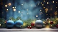 Photo of three Christmas ornaments on a table with a blurred background Royalty Free Stock Photo