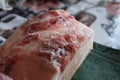 Close-up of lard on the kitchen table Royalty Free Stock Photo