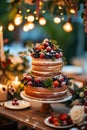 Three Tiered Cake With Berries