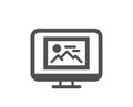 Photo thumbnail simple icon. Monitor with Image sign. Vector