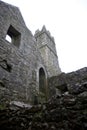 Looking up to the tower of Quin Abbey, Ireland Royalty Free Stock Photo
