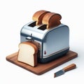 Photo of a Toaster and bread cut out isolated on solid white background. ai generative Royalty Free Stock Photo