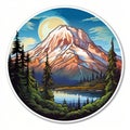 Detailed Mount Rainier Sticker - Dan Mumford Style