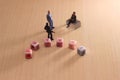 Top View Mini Figure Toy Two Businessman Talking About Their Future Organization or Corporate