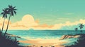 topical beach vintage illustration ai generated Royalty Free Stock Photo