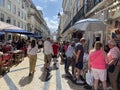 Tourists Shopping in Downtown Lisbon Portugal