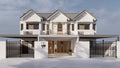 Photo of the townhouse building. 3d model rendering. Royalty Free Stock Photo