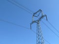 Photo of Transmission tower (electricity pylon) during sunny day Royalty Free Stock Photo