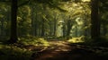 Layered And Atmospheric Forest Path: A High-quality Image With Dramatic Lighting