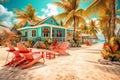 tropical beach house resort ai generated