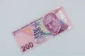 200 turkish lira banknote on white. Royalty Free Stock Photo