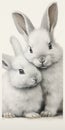 Playfully Conceptual Painting Of Two White Rabbits By Robert Bissell Royalty Free Stock Photo