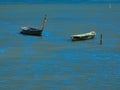 Two boats on a small part of the Mediterranean sea protected from the waves by a tongue of land towards Port-Saint Louis du RhÃÂ´ne Royalty Free Stock Photo