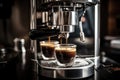 Photo of two cups of coffee being filled with liquid