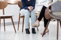 Photo of two women during group psychotherapy for people with depression Royalty Free Stock Photo