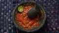 Photo of a typical Indonesian chili called Sambel Ulek Terasi