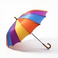 Rainbow Colored Umbrella On White Light - Realistic And Stylized Royalty Free Stock Photo