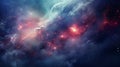 Dreamy Spacelike Scene With Blue And Red Stars And Clouds Royalty Free Stock Photo