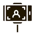 photo using selfie stick icon Vector Glyph Illustration