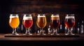 Photo of a variety of beers displayed in glasses Royalty Free Stock Photo