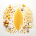 Circular Pasta Collection On White Background - Graflex Speed Graphic Style