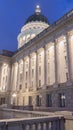 Photo Vertical frame Utah State Capital Building in Salt Lake City glowing against vibrant blue sky Royalty Free Stock Photo