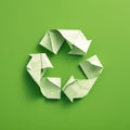 Photo Vibrant green background with white paper recycle symbol Royalty Free Stock Photo