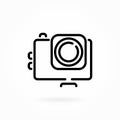 Photo video action camera, vector line icon Royalty Free Stock Photo