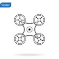 Photo and video drone icon. flat vector drone, fly, radio compass, camera, equipment, flying robot