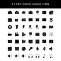 Photo video glyph style  icon set vol1 Royalty Free Stock Photo