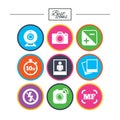 Photo, video icons. Camera, photos and frame. Royalty Free Stock Photo