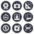 Photo, video icons. Camera, photos and frame