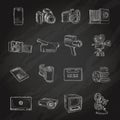 Photo video icons chalkboard Royalty Free Stock Photo