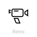 Photo and Video Retro Camera icon. Editable line vector