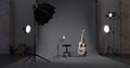 Photo and video studio with lighting equipment.Concept for music and song.