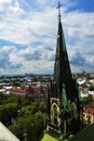 View from the roof of Church of Sts. Olha and Elizabeth, Lviv. One of the NEO GOTHIC-Style Churches in Ukraine