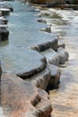 View of a travertine cascade with water flowing from it in Pamukkale, Turkey Royalty Free Stock Photo