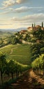 Italian Vineyard Landscape Painting In The Style Of Dalhart Windberg Royalty Free Stock Photo