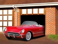 vintage sports car chevy chevrolet convertible car american red c1 corvette vehicle motors